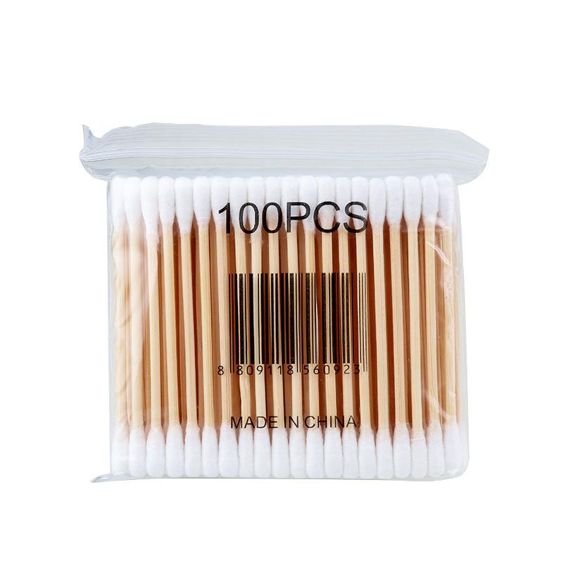 500pcs Double Head Wood Cotton Swab Nose Ears Cleaning Women Makeup Tools Lipstik Cotton Buds Tip Sticks Health Care