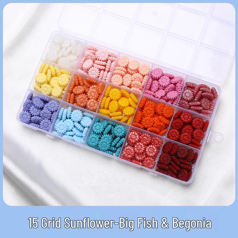 Sunflower Sealing Wax Granules In Transparent Box - Grid-Style Set with 10/15/24 Colors for Stamps