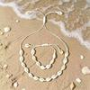 European-American Shell Wax Cord Necklace & Bracelet Set for Women - Bohemian Beach Vacation