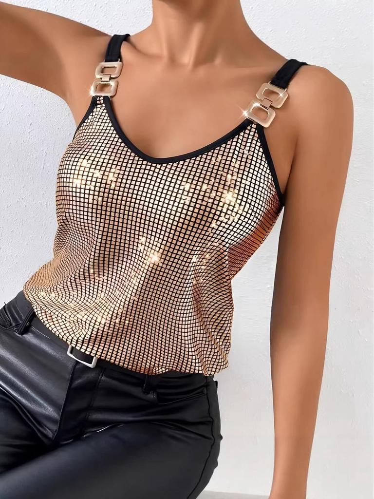 Women's Sequin Chain Spaghetti Strap Tank Top for Summer 2026