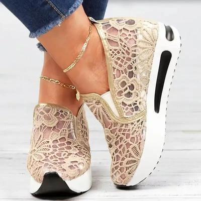 Schnür-Flats Plateau Damen Sportschuhe Mesh Atmungsaktive Sneaker 2025 Sommer Neu Lässige Sandalen Laufen Strand Rocken Tanzschuhe