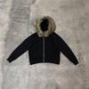 Y2K Zip Up Hoodie Faux Fur Collar Harajuku Rock Goth Top Retro Punk Loose Jacket Hip Hop Streetwear Zipper Hoodie Sweatshirt
