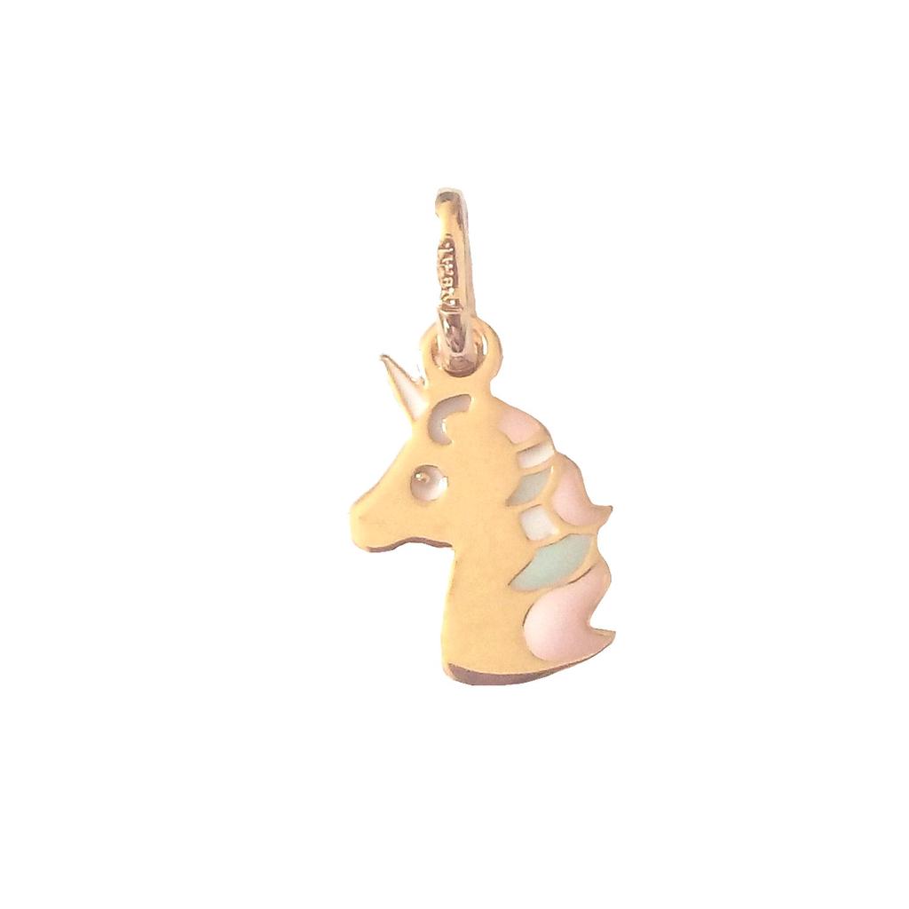 Gold-plated Silver Unicorn Girl Child Pendant + Chain