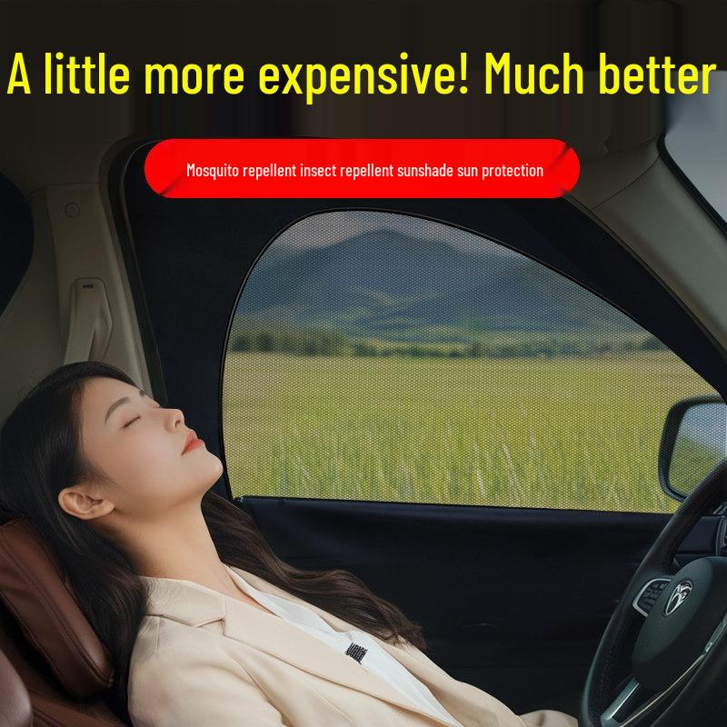 Car Window Sunshade & Anti-Mosquito Mesh Curtain for Privacy and Insect Protection