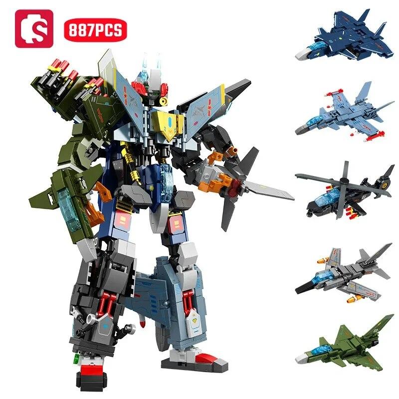 

Armed Helicopter Fighter Hurricane Warrior 4 In 1 Building Blocks Airplane Action Figure Car Bricks Toys Birthday Gifts For Boys with box