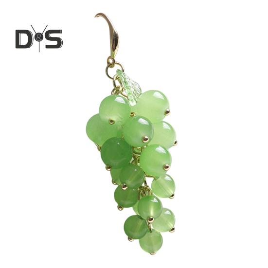 

1 шт. Серьги-гроздья в виде винограда, женские серьги-крючки, серьги-фрукты, висячие серьги с искусственным кристаллом, висячие серьги для вечеринок и клуба зелёный