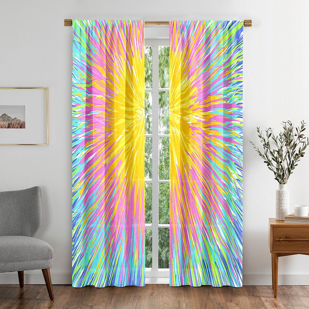 Abstract Colorful Kaleidoscope Texture Kids Blackout Window Curtain for Living Room Bedroom Bathroom Kicthen Door Cupboard Hooks