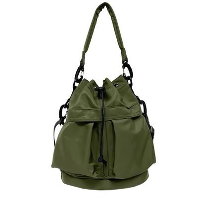 Drawstring Nylon Can Be Carried by Hand or Over the with a Drawstring Shoulder Strap Women's 2-way Bag, Ultra-lightweight, Shoulder, (army Green).