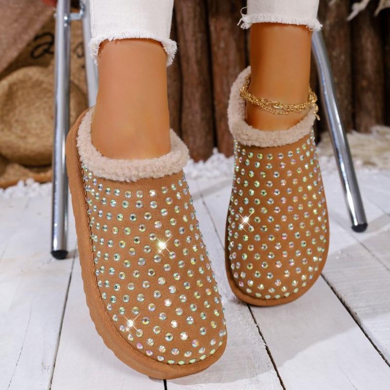 Fashion Cotton Sequin Platform Outside Cute Home Round Toe Slippers