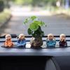 Shaking Head Monk Car Ornament Set - Cute Interior Decoration for Men and Women