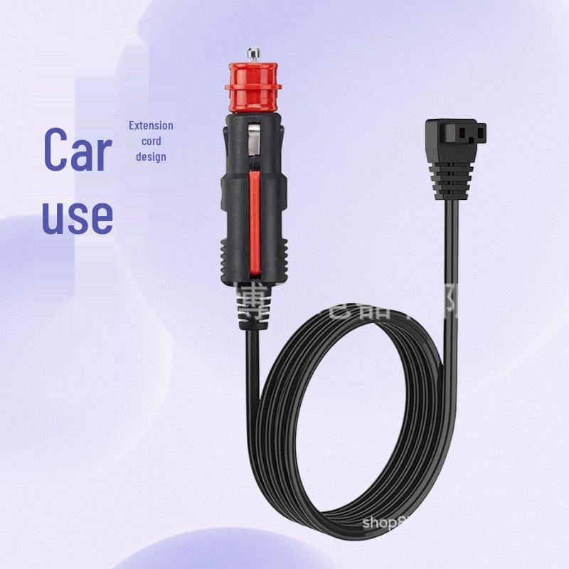 Dual-Outlet Cloverleaf Tail Car Fridge Cable with Red Pole Cigarette Lighter Plug