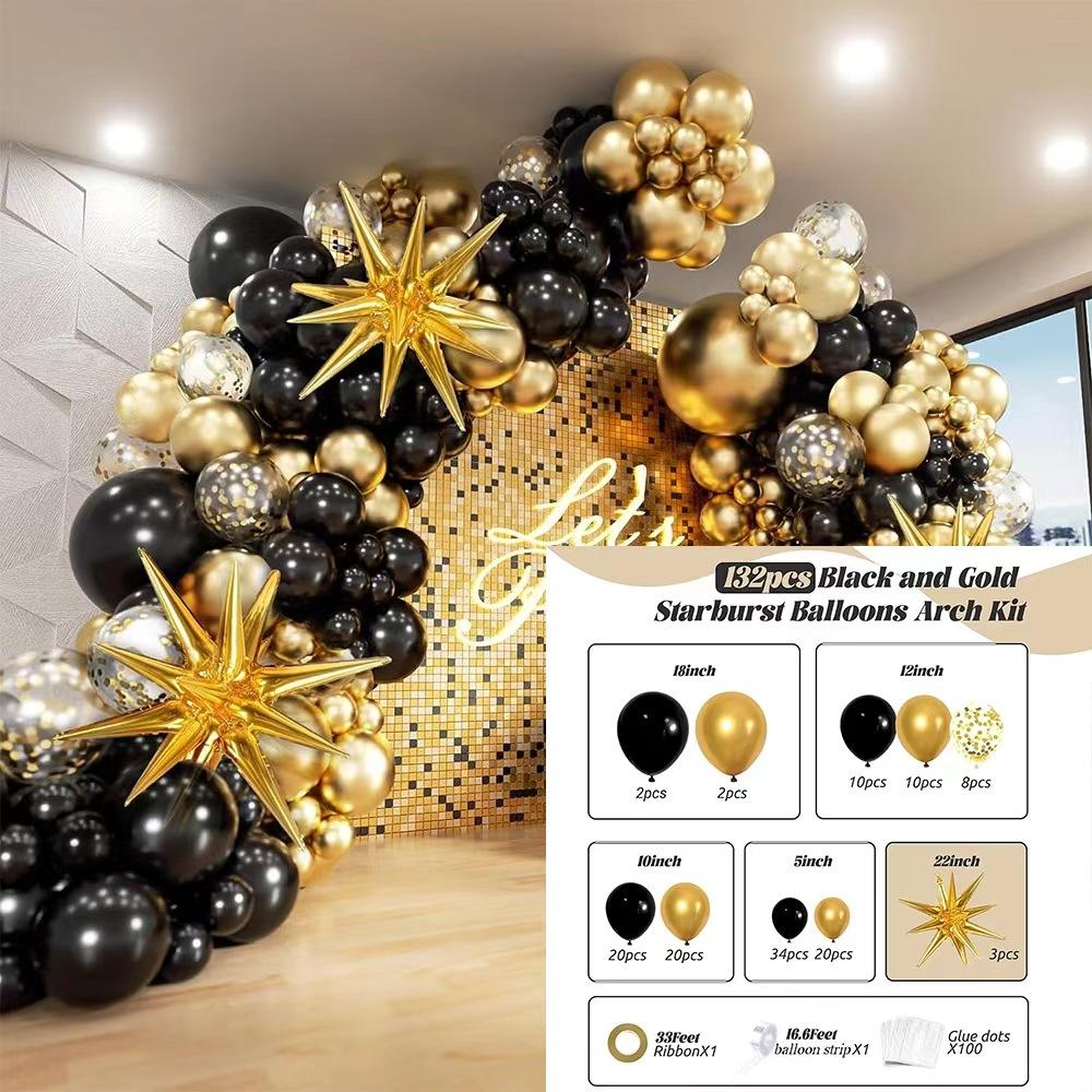 Black Gold Balloon Chain Package Graduation Season Themed Balloon Combination Birthday Party Black Gold Balloon Set