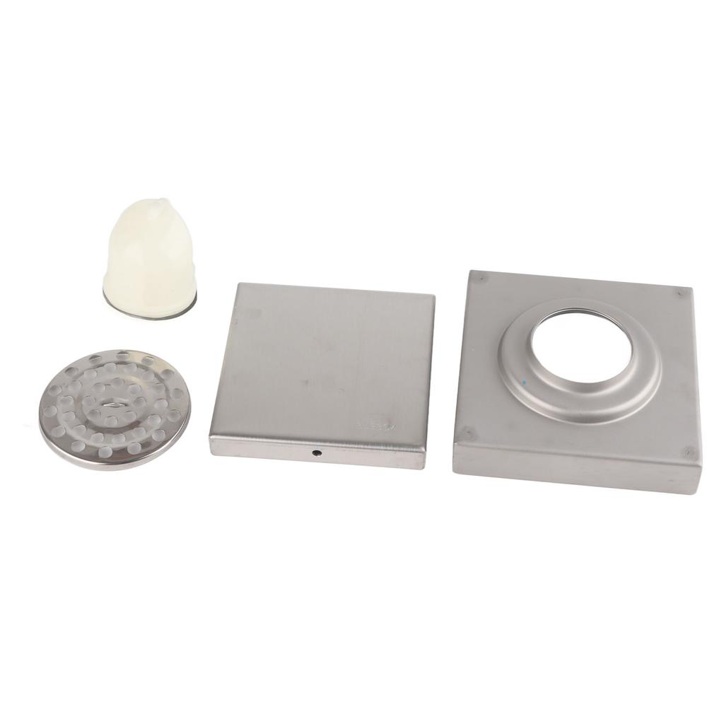 4 Inch Square Invisible Shower Drain Stainless Steel Anti Odor Bathroom Floor Drain 1.3mm Tileable