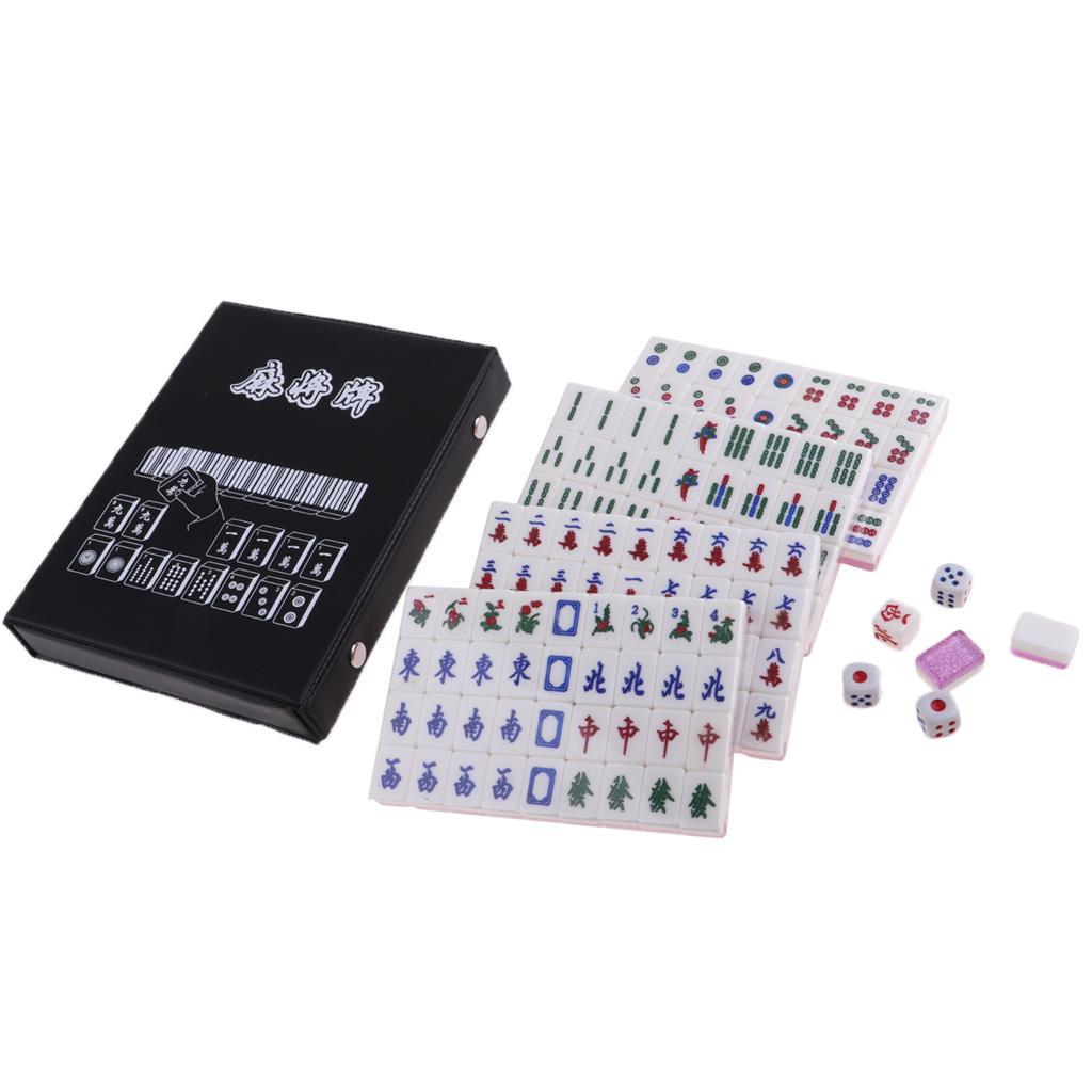 Chinese Mahjong Acrylic Tiles Mini Mahjong Set Portable Mahjong Board Game for Family Party Gifts