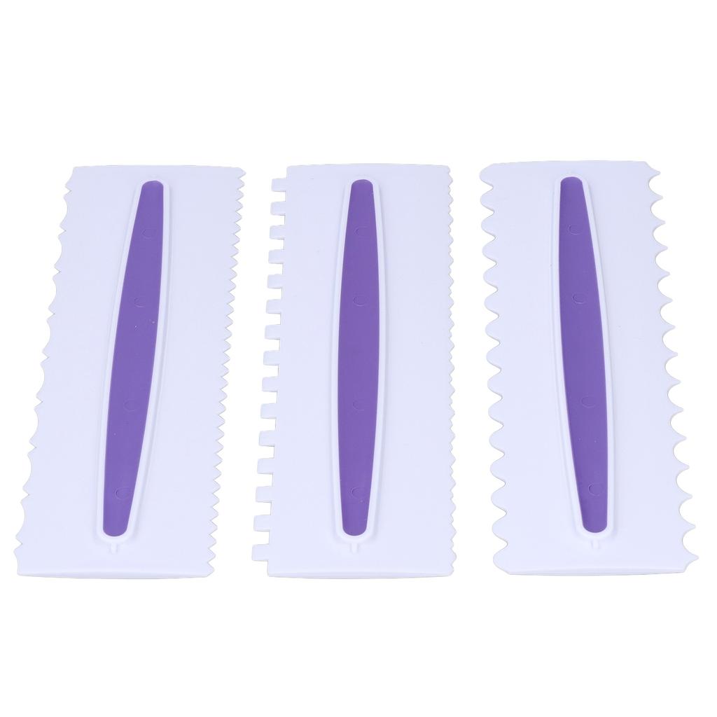 3Pcs Cake Scraper Premium Plastic Durable Glossy Surface Easy Operation Icing Smoother