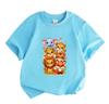 Cute Safari Animal Cartoon Print Kids T Shirt, 100% Cotton Short Sleeve O-neck Casual Tees for Boys Girls, Elephant Leopard Lion Fox Pattern Soft Comf