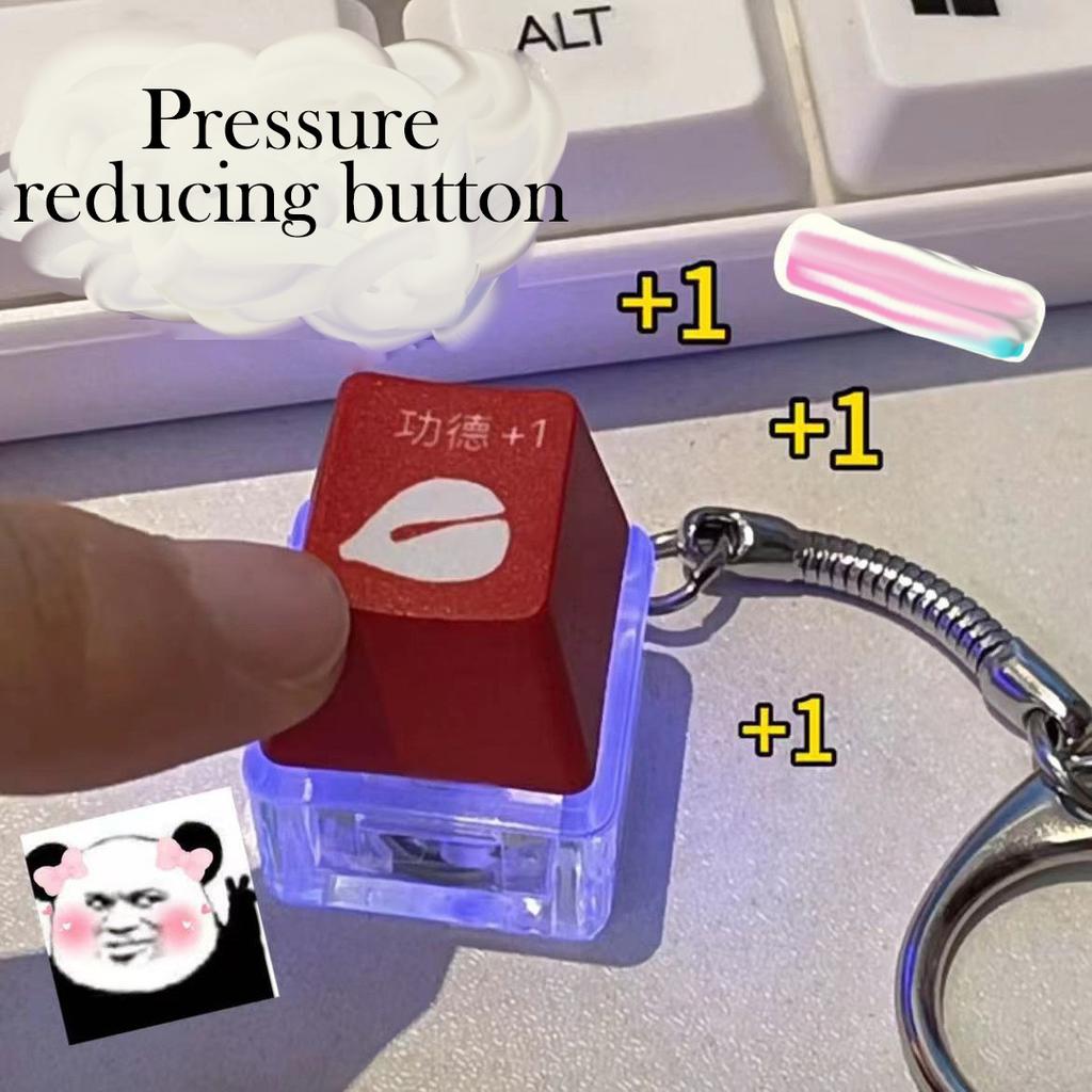 LED Keyboard Keychain Mechanical Button Fidget Key Switch Caps Finger Toys Relief Stress Small Gifts Car Key Ring For Adults