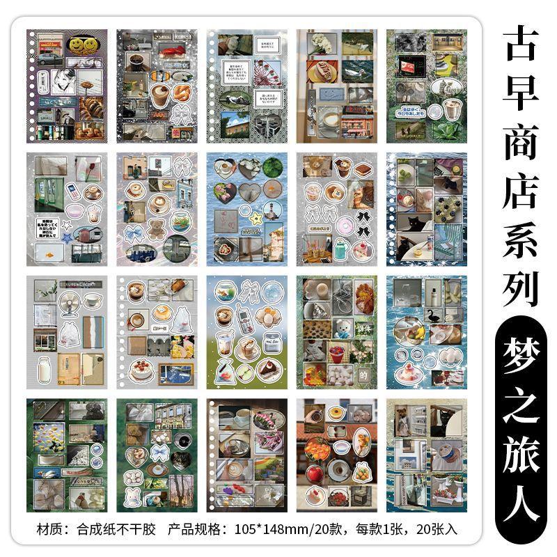 MINKYS 20 sheets/Piece Cute Journal Decorative Stickers Vintage Photocard Sticker Book Kids Gift School Stationery