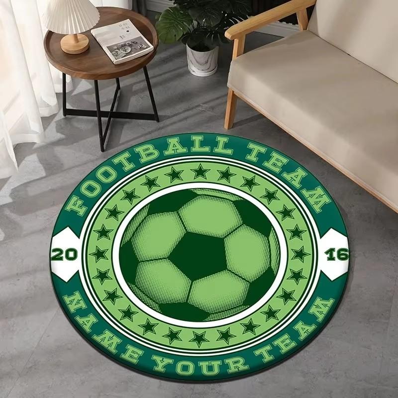 

A High-End Soccer Pattern Round Mat - 100% Polyester, Non-Slip Floor Mat, for Living Room, Bedroom, Office Decoration, Floor Mat 80cm