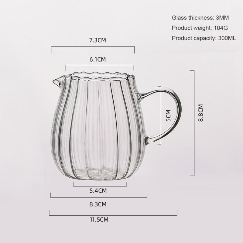 300/550ml Japansk Randig Glas Tekanna Med Handtag Tvättbar Kaffe Mjölkkopp Mjölkkanna Behållare Kök Dryckesvaror