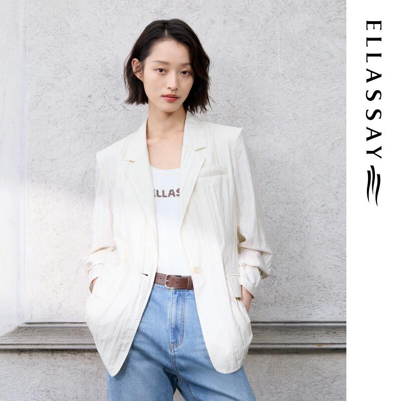 ELLASSAY Women's Mulberry Silk Blend Pleated Suit Jacket