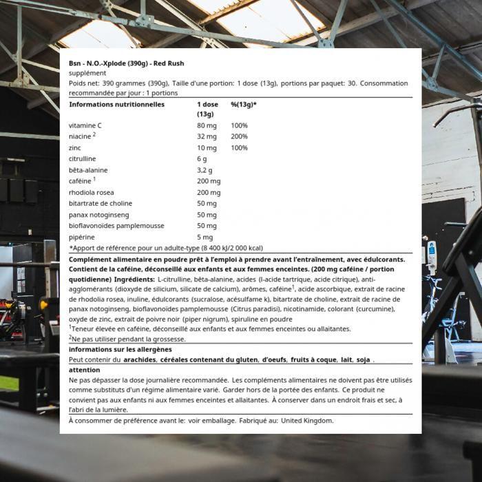 N.o.-xplode 390g rush rouge bsn pre-entrainement