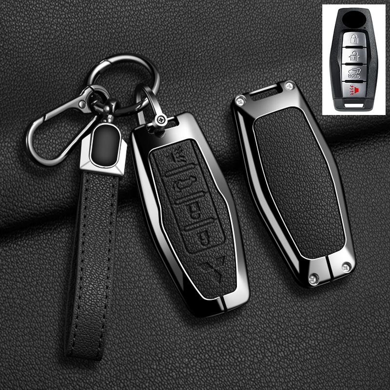 Car Control Remote Key Case Cover For Mitsubishi Outlander 2022 - 2024 2 3 4 Buttons Zinc Alloy Leather Keychain Accessories