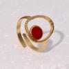 Stainless Steel Oval Drip Oil Opening Rings for Women Men French Style Vintage Hollow Adjustable Rings Banquet Jewelry Wholesale