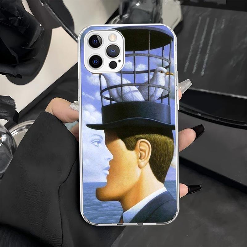 Rene Magritte Art Phone Case for iPhone 11 12 13 Mini 14 15 Plus 16 Pro Max 17 Air 16E 7 8 SE 17ProMax Soft Fundas Cover 11 12 1