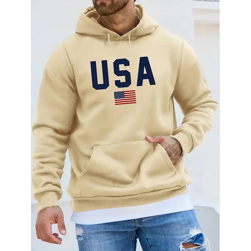 New American Flag USA Print Hoodie Men Woman Round Neck Hoodies Hooded Sweatshirts Harajuku Pullovers Tracksuit Unisex Clothing