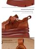 2025 Autumn/Winter Women's Cowhide Platform Lace-up Casual Shoes