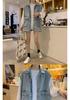 Damen Retro Lockerer Mittellanger Jeansweste - Koreanischer Hong Kong Stil, Frühling/Sommer 2026