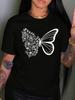Butterfly Flower Graphic Printed Tshirt for Women Unisex with Niche Design Sense Spring and Summer Short Sleeved Unisex Tshirt