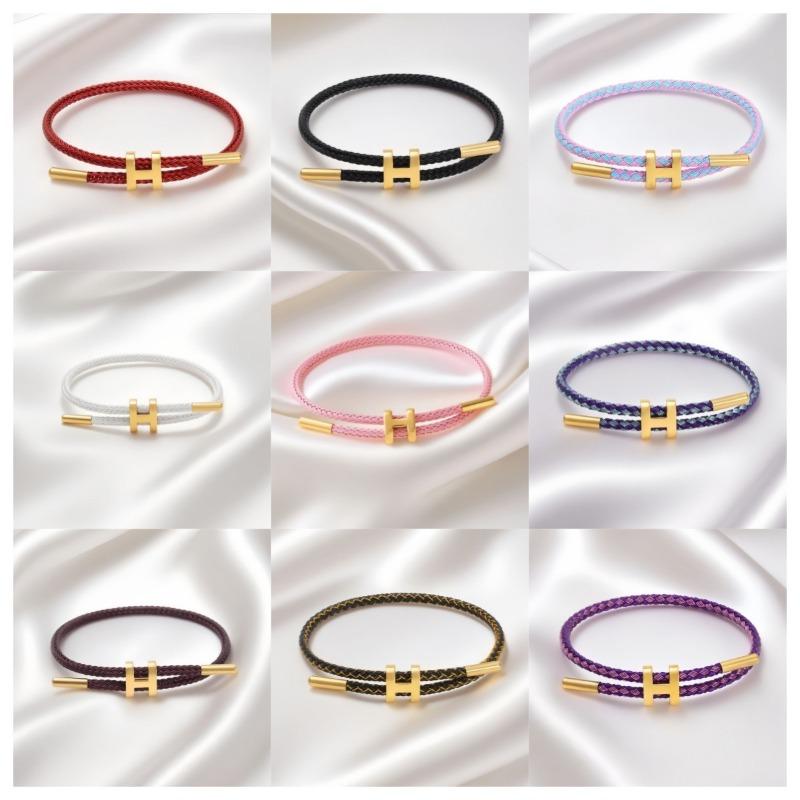 Bracelet Corde en Acier Inoxydable Boucle en H Polyvalent et Atmosphérique Bracelet Ajustable Acier Titane Étanche pour Femmes Hommes