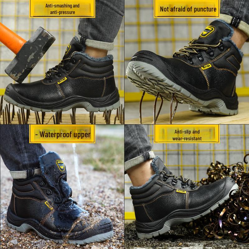 Durable High-Top Safety Shoes: Puncture-Resistant, Anti-Smash, Steel-Toe, Wear-Resistant Winter Protection
