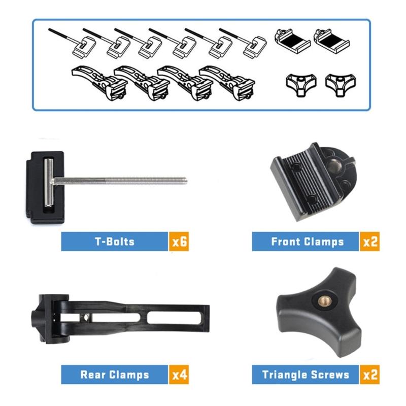 Universal Replacement Part for Hard Tri-fold Tonneau Cover Include T-Bolt, Rear Clamp, Front Clamp Pickup Accessories