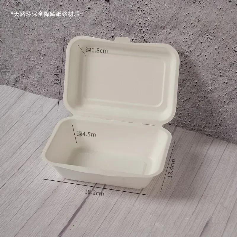 Disposable Pulp Lunch Box Thick Environmentally Friendly Rice Takeaway Packaging Rectangular Connected Fast Food Boxs