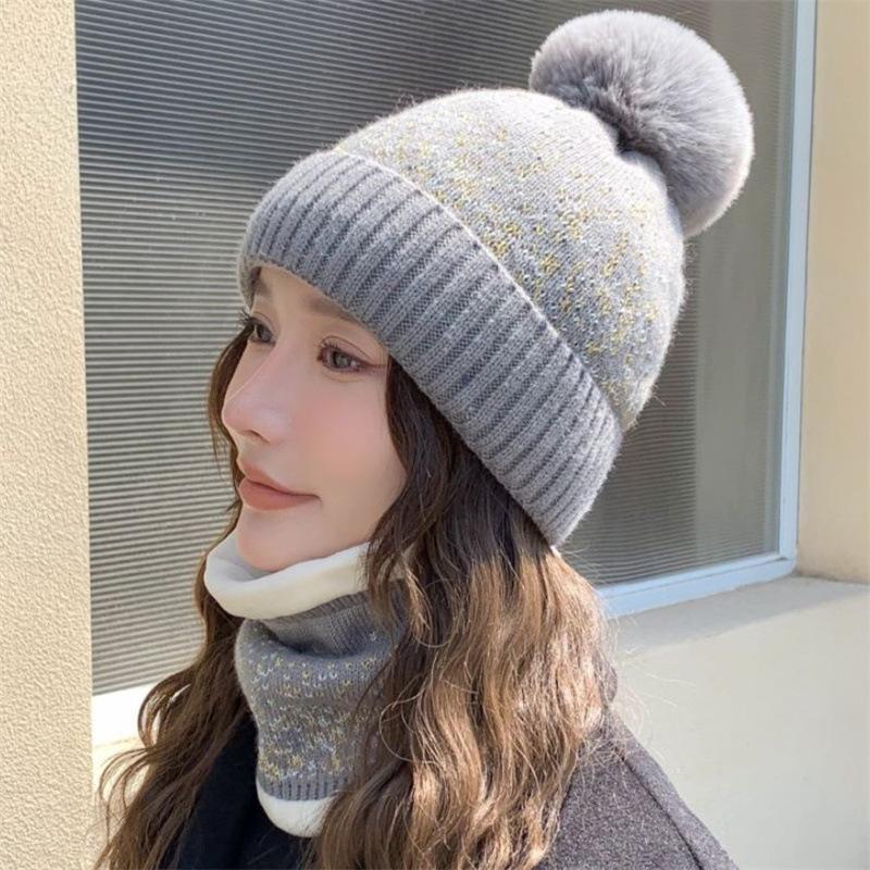 Hat female autumn and winter trendy all-ride cycling cold-proof wool hat winter electric vehicle warm windproof knitted hat