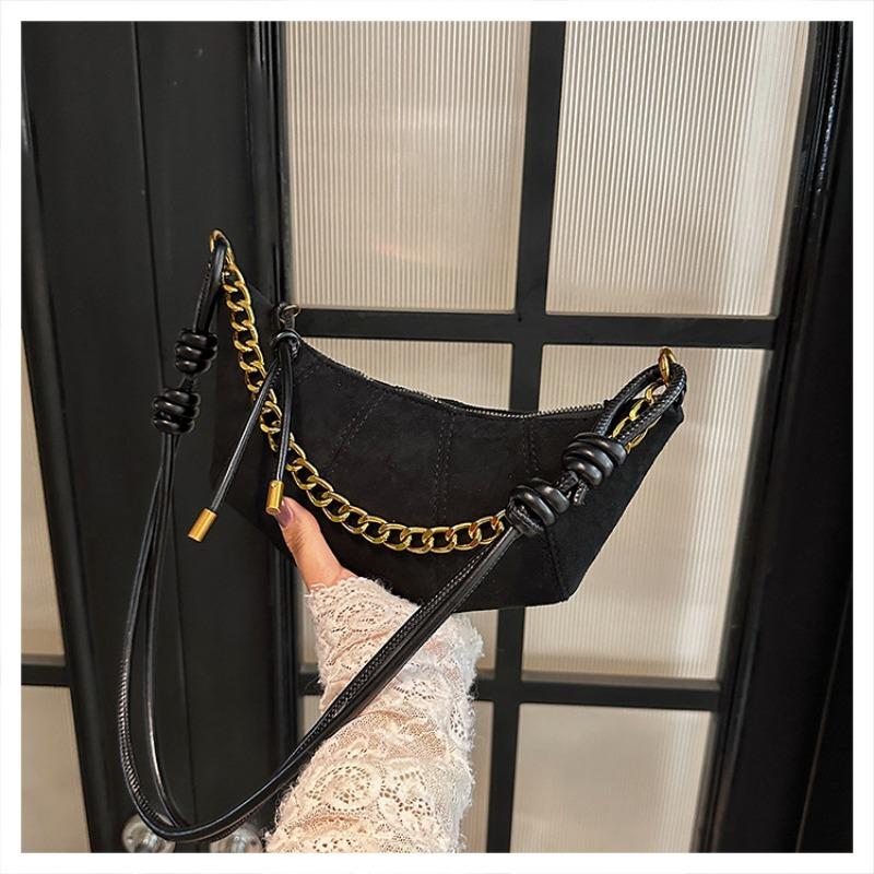 

Suede bag women s large-capacity new autumn and winter niche messenger croissant bag retro dumpling bag чёрный