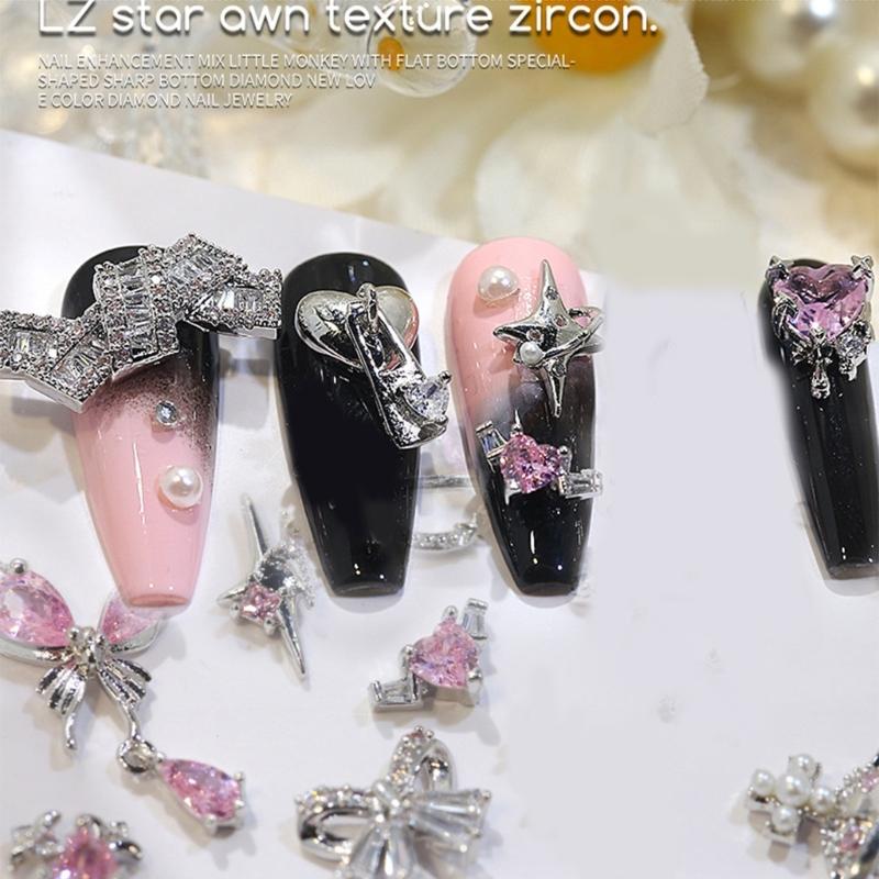 Nail Charms Exquisite 3D Accessories with Zircon DIY Nails Art Manicures for Salon or Home Use