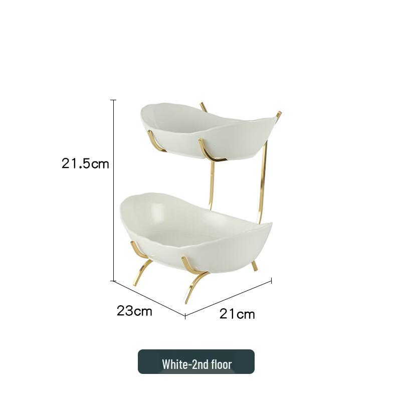 Qianxing Tiered Iron Art Ceramic Fruit & Dessert Plates