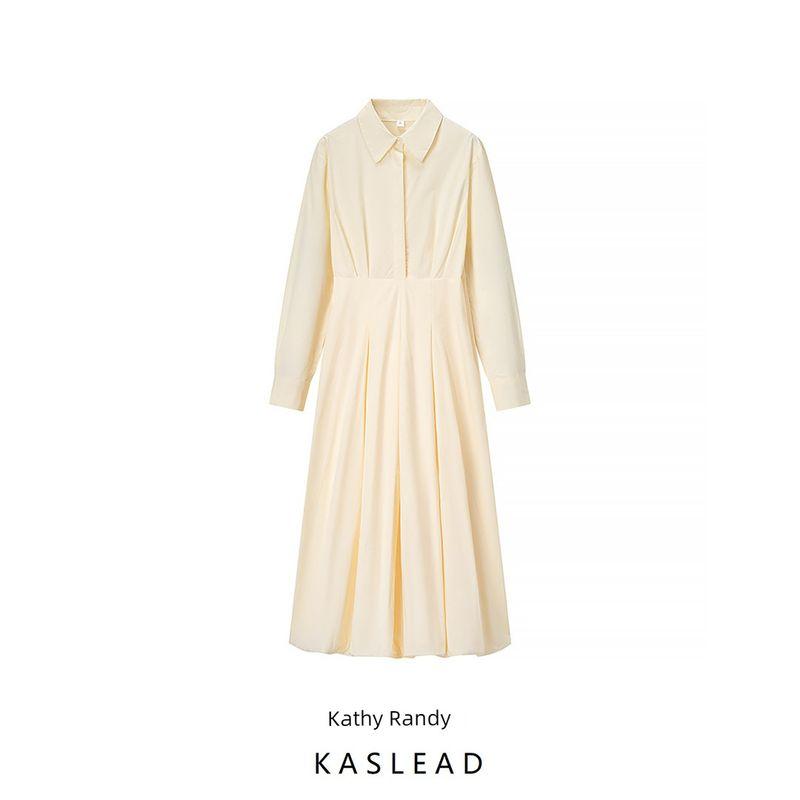 Kaslead New Women clothes Western Style Fashion Temperament Simple Cotton Cloth Solid Dress