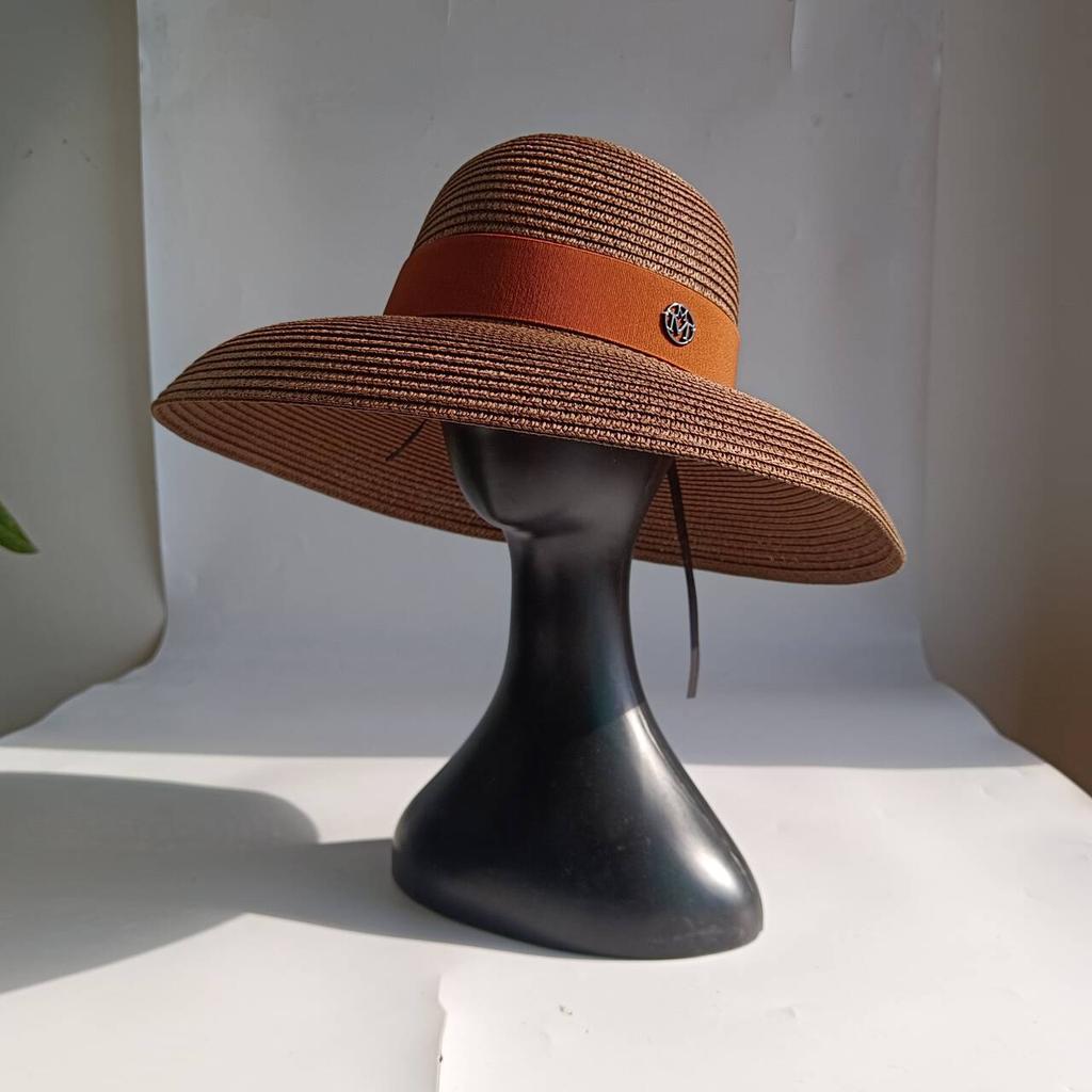 Hepburn Hat Sun Hats Shiny Straw Hat European American Braided Female Sunshade Beach Hat Sombrero