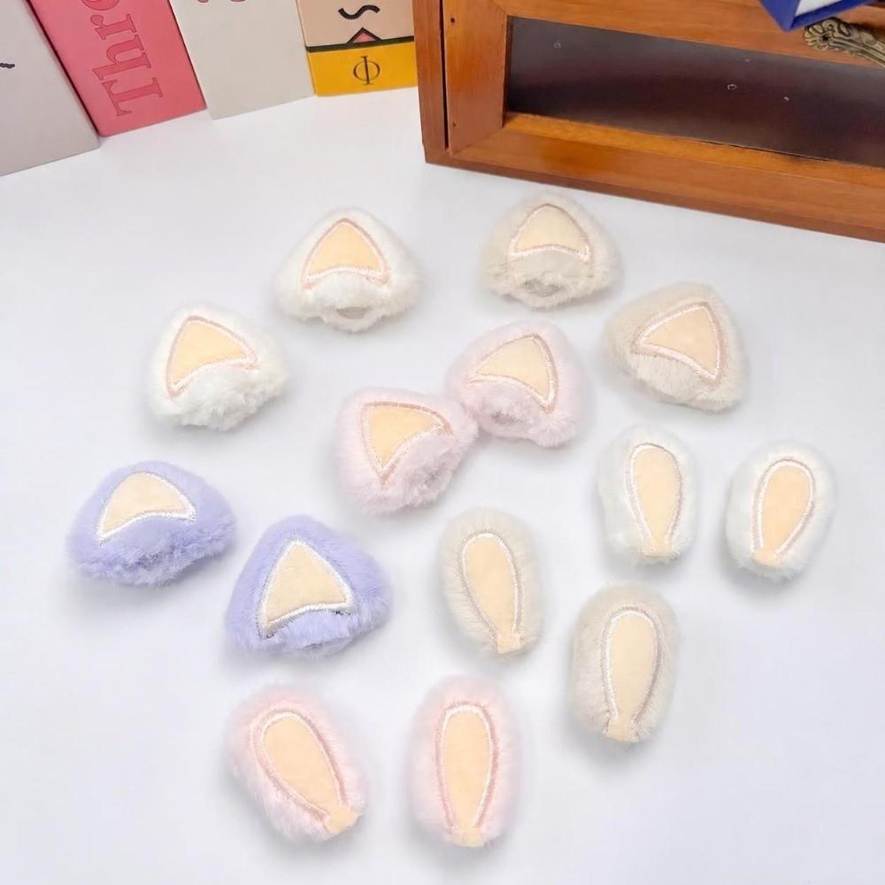 2PCS Fluffy Plush Cat Ears Soft Plush DIY Ear Appliques  for Hat Headband Garment Decoration