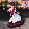 J-yuefang Maid Dress Costume Black Red Polyester S-XXL