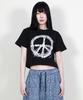 Deumakeu Piece Graphic Crop Short Sleeve T-Shirt Black