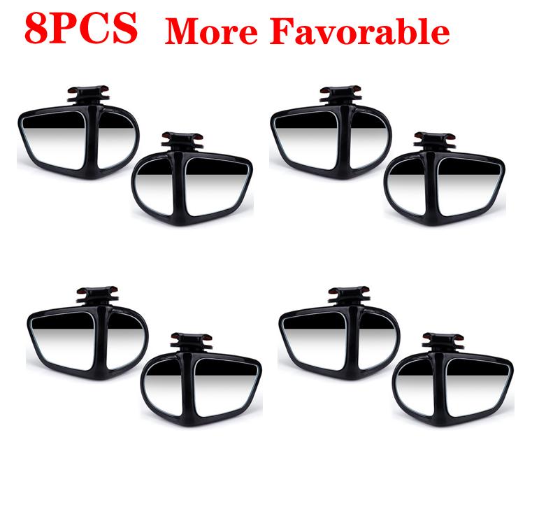 2/4/8Pcs Rearview Auxiliary Mirror 360 Degree Rotatable 2 Side Car Blind Spot Convex Mirror Rear View Reversing Parking Mirror