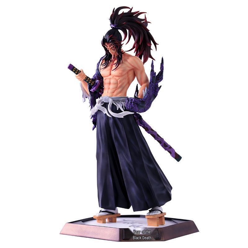 Flame Pillar Kyojuro Double Head Glowing Anime Figure Sculpture from Demon Slayer