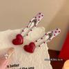 2Pcs Red Heart Cherry Dot Hair Clip for Women Sweet Irregular Water Droplets Side Clip Simple Y2K Hair Accessories