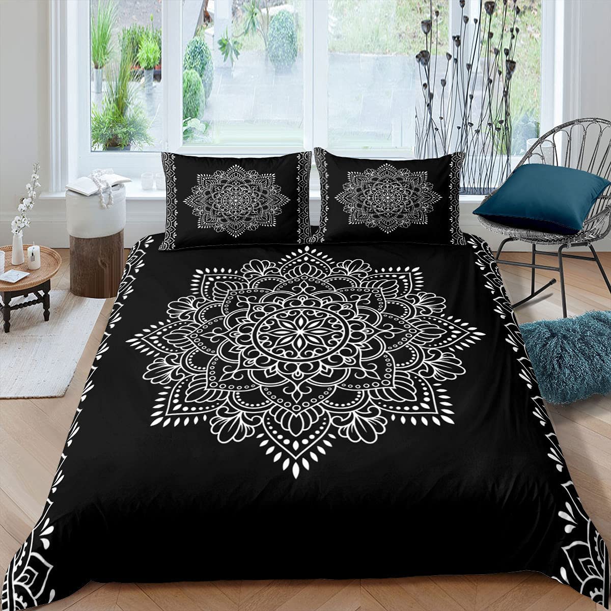 Mandala Dekbedovertrek Set Boheemse Stijl Polyester Dekbedovertrek King Queen Size Voor Tieners Volwassenen Beddengoed Set Met Kussensloop EU single(135x200cm)